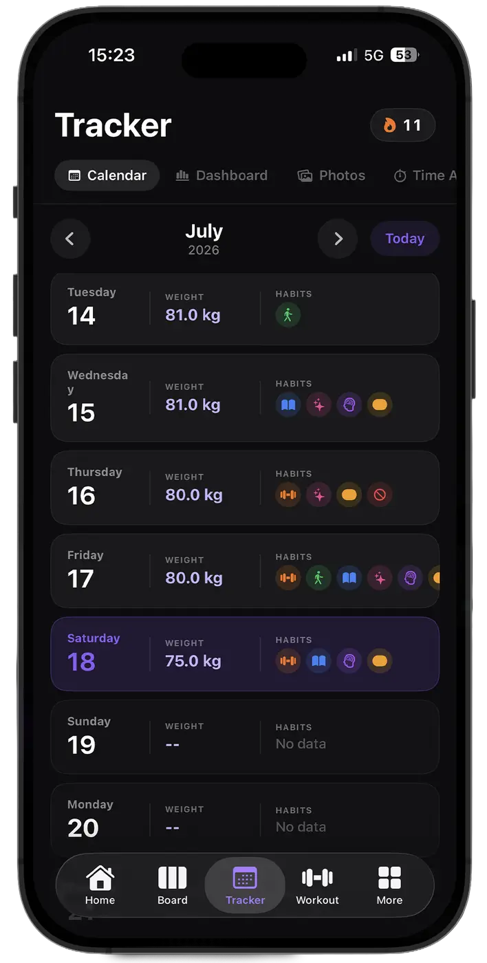 Organizr habit tracker on iPhone with daily habits and streaks