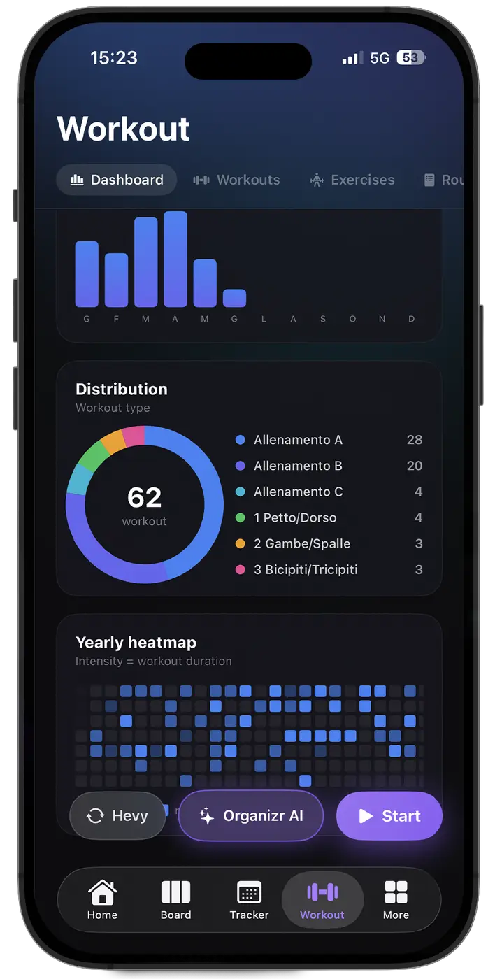 Load progression chart in the Organizr workout tracker